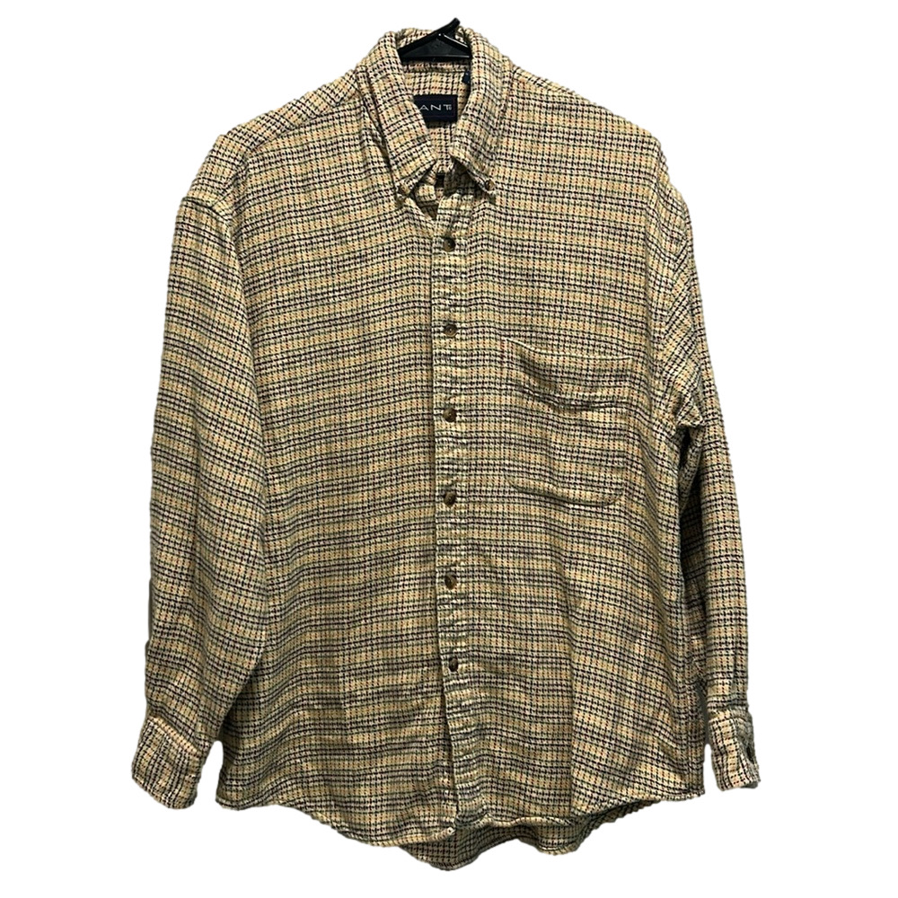 Vintage Butter Yellow with Multicolored Stitching Cotton Country Twill Flannel